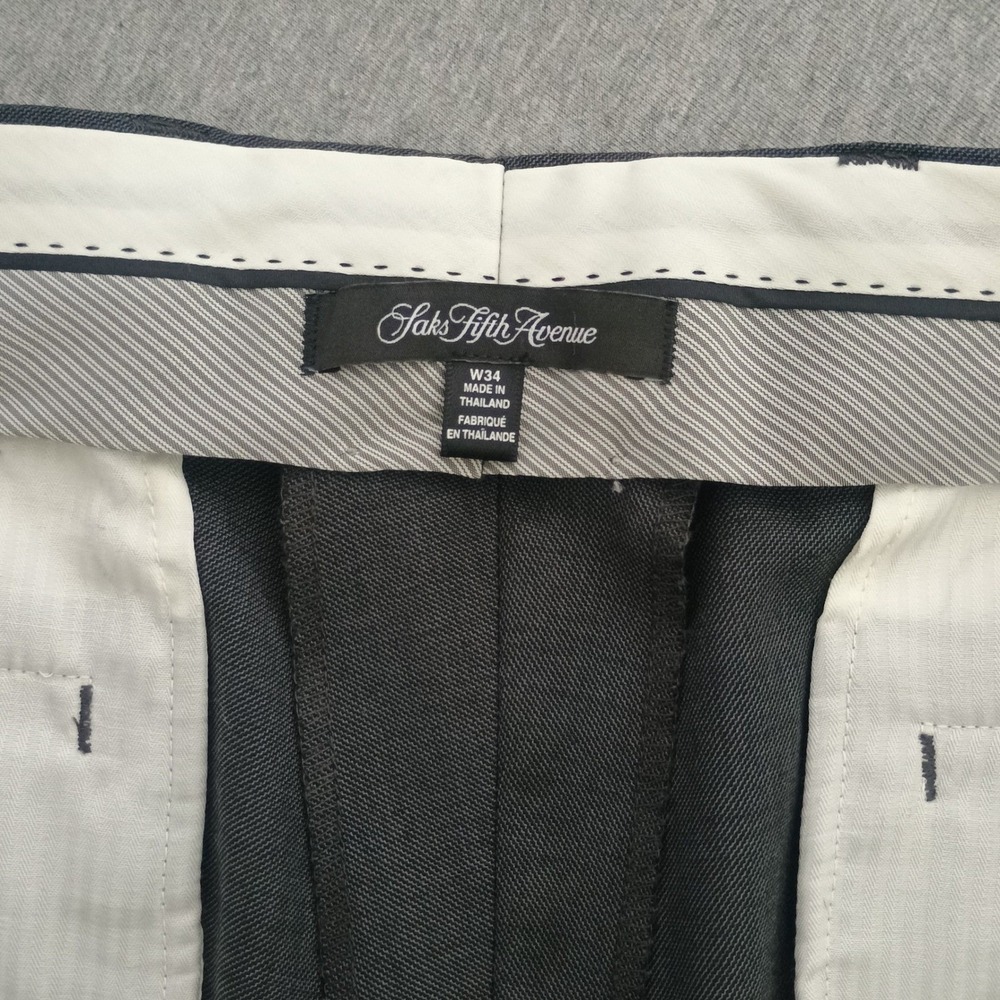 Saks Fifth Avenue Dress Pants Mens 34 Gray Solid Modern Professional MT7377BK - Picture 2 of 10
